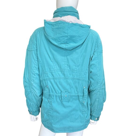 Tyrolia Ski Jacket Women’s L Teal Hooded Insulated 80s Retro Alpine Winter - Picture 1 of 16